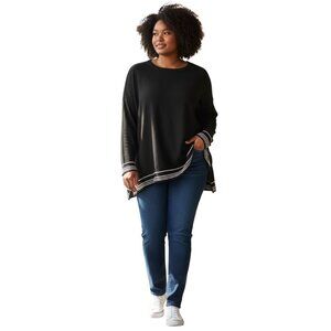 Tommy Hilfiger Dolman Sleeve Sweater~Size M/L~Black Oversized Modern Top L13 07